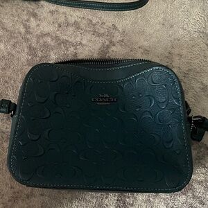 Coach Dark Green Embossed Crossbody Bag